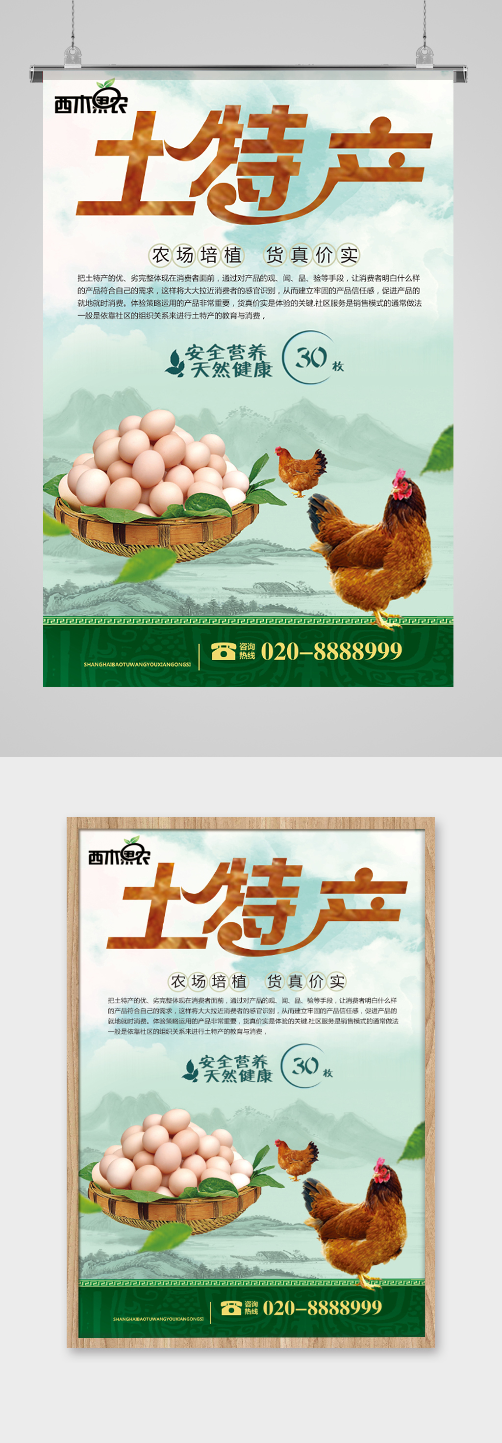 土特产农场培植土鸡蛋海报