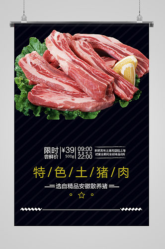 特色土猪肉食品海报食品类海报宣传单页