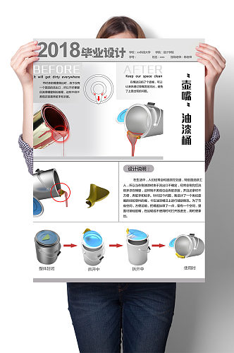 壶嘴油漆桶产品设计展板