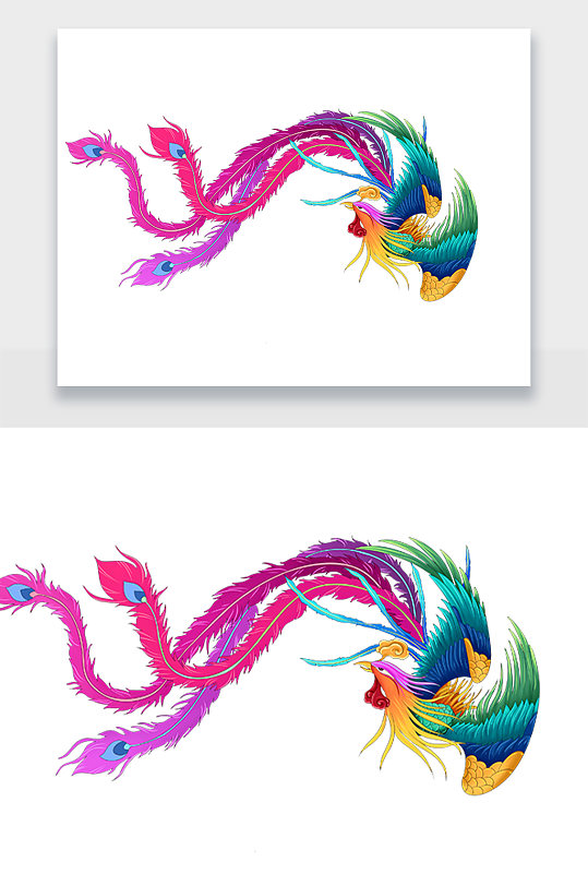 中式炫彩凤凰图案设计