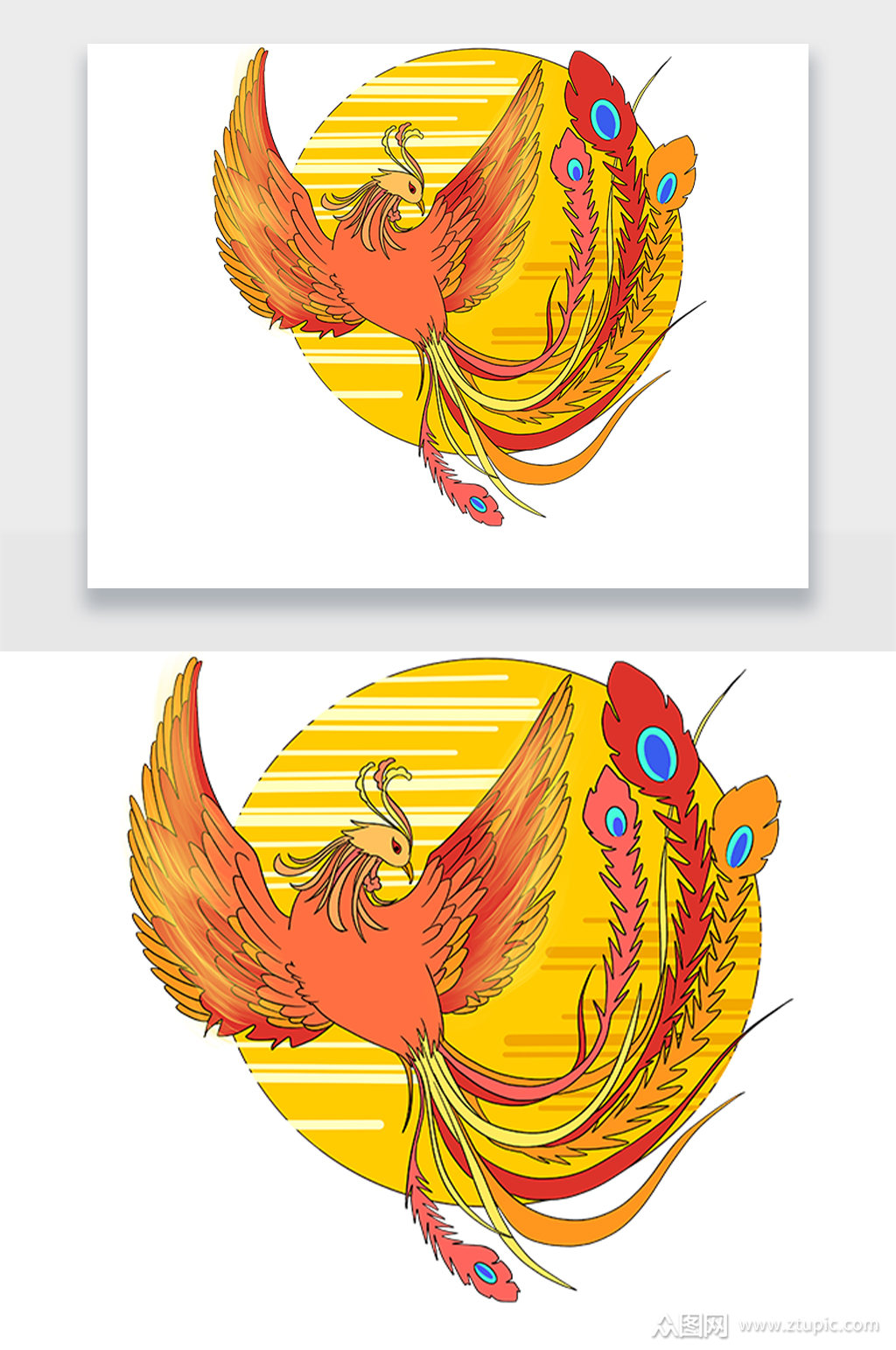 中秋手绘凤凰png素材