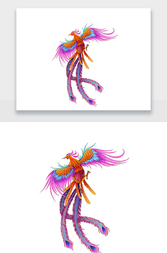 手绘简约彩色凤凰png