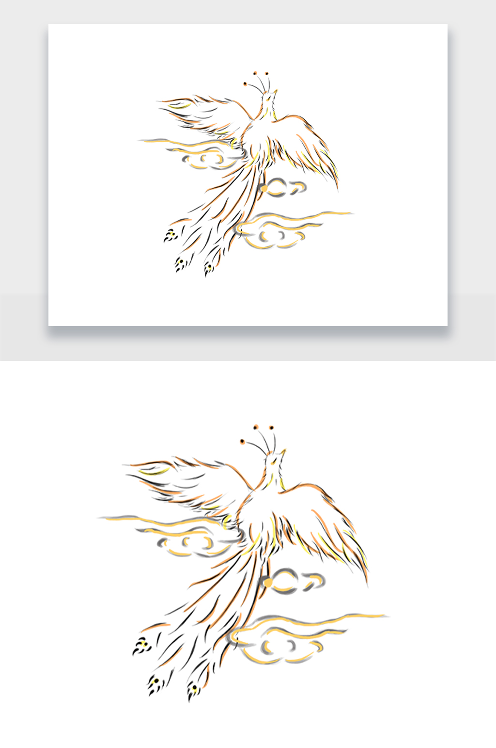 手繪簡(jiǎn)約鳳凰線條png素材
