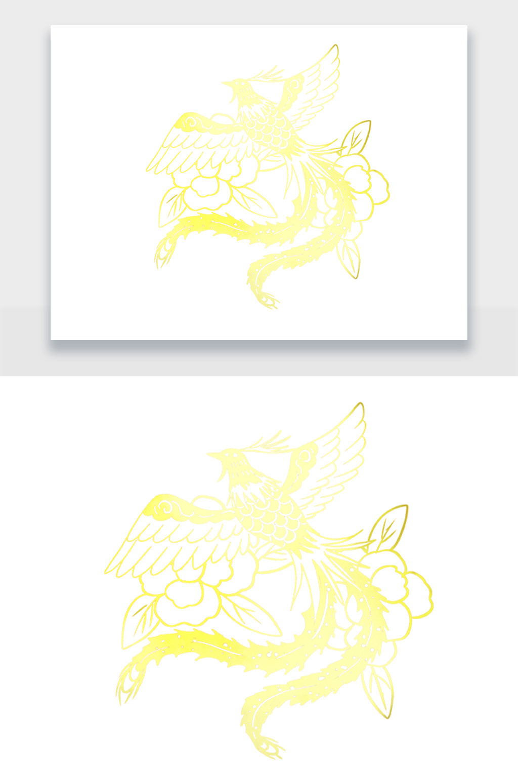 金色凤凰剪纸设计png