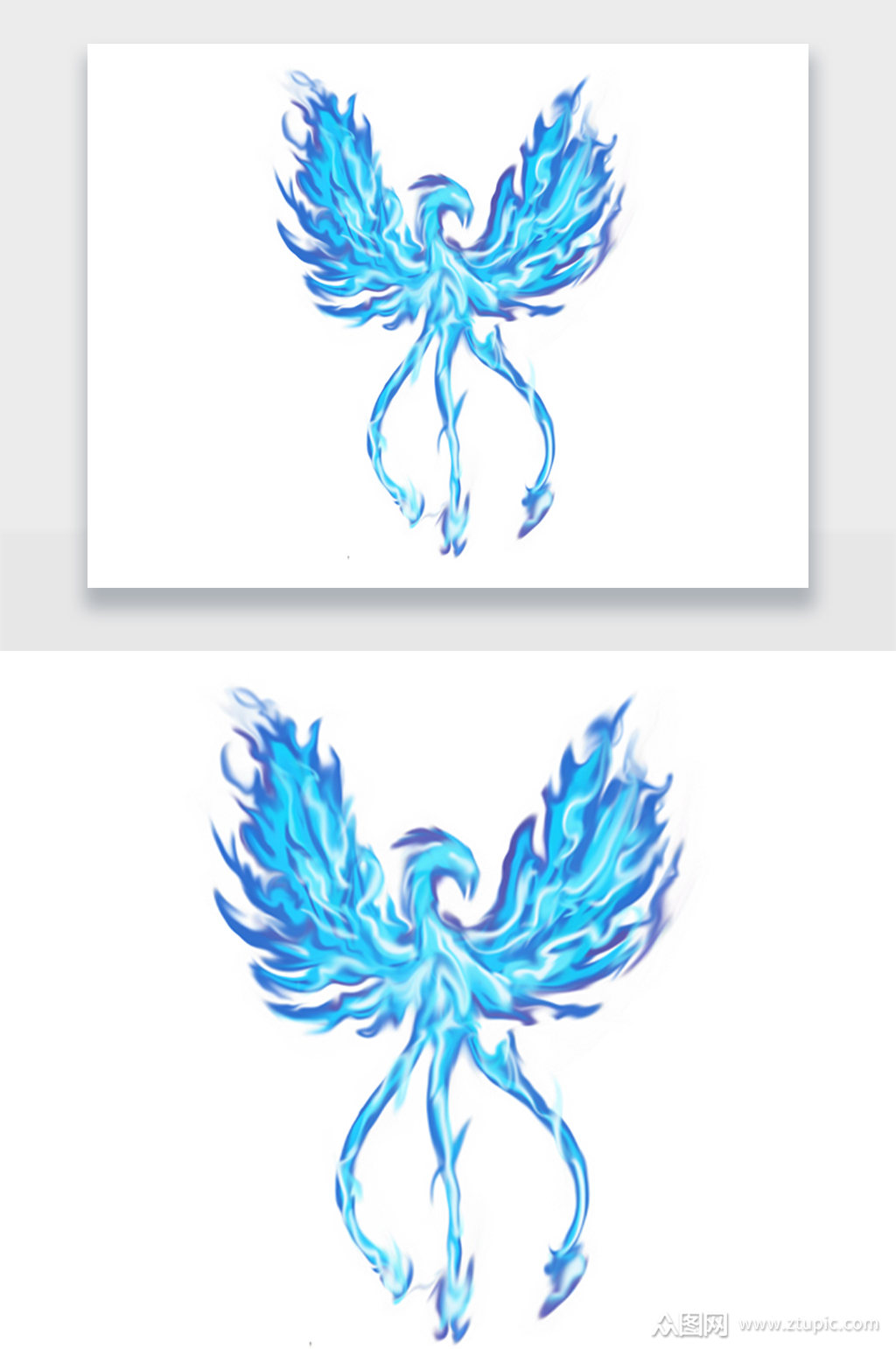蓝色流火凤凰设计png素材