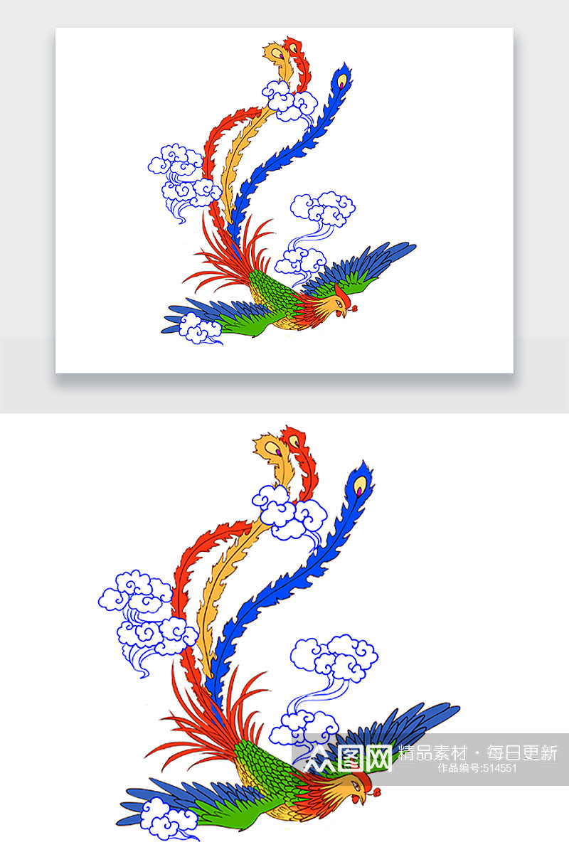 中式传统刺绣凤凰png素材