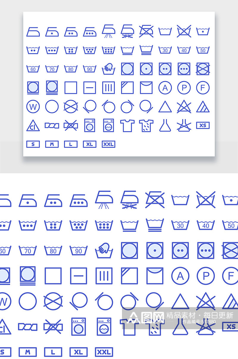 洗衣机服装洗衣提示图标设计素材