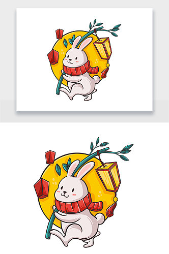 元宵节新年兔子插画