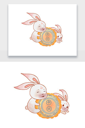 中秋可爱玉兔插画设计