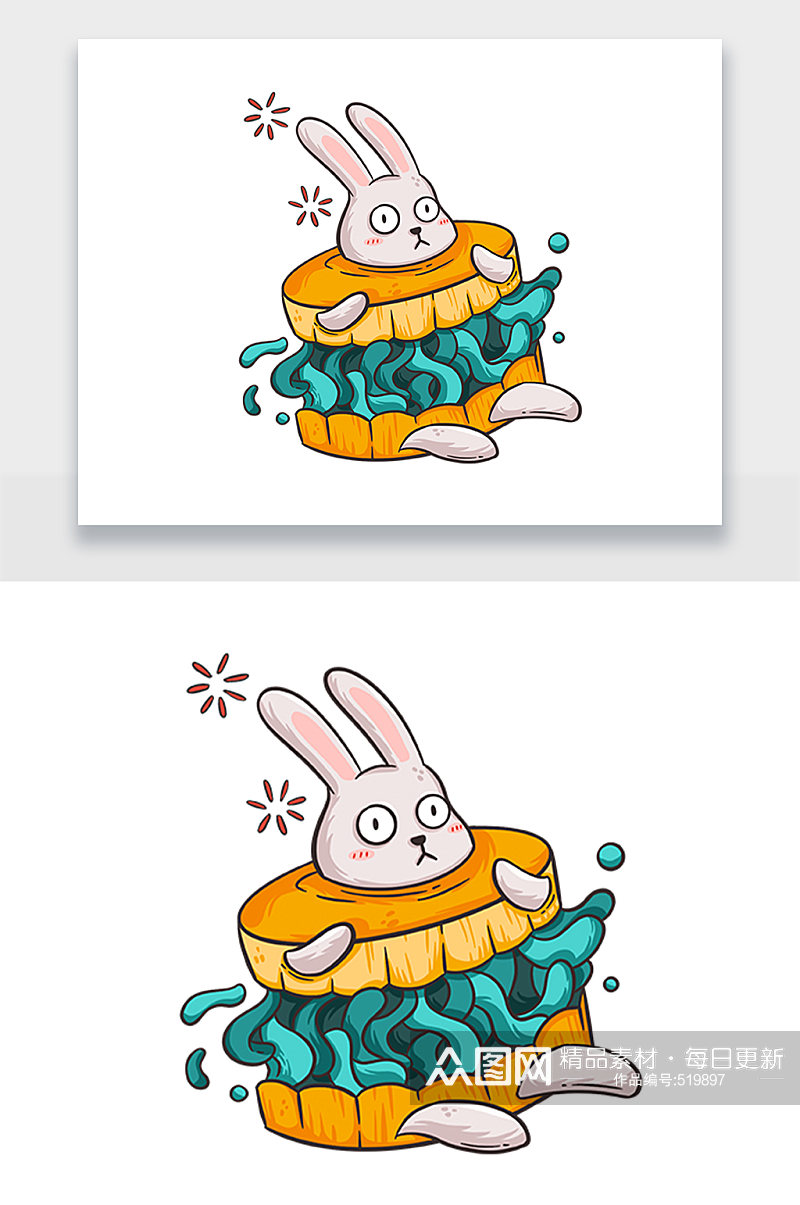 可爱创意新潮兔子插画素材