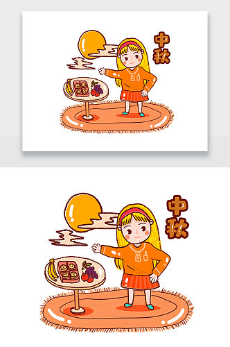 中秋节现代手绘插画