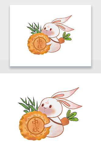 背着萝卜的兔子中秋插画