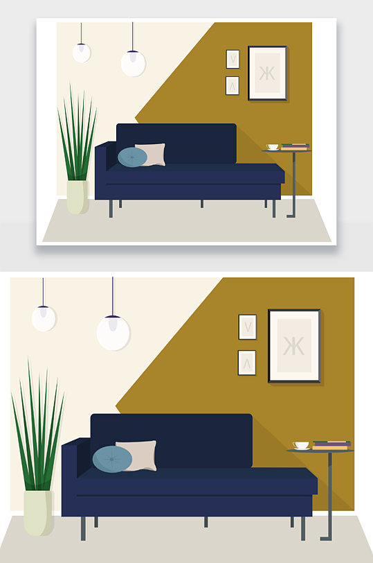 创意时尚室内插画场景插画