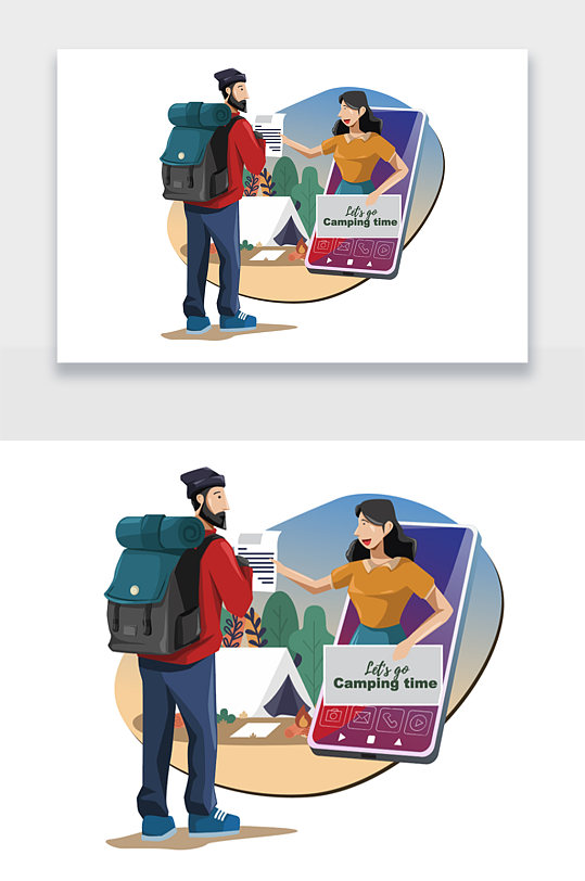 手机旅游咨询创意现代插画