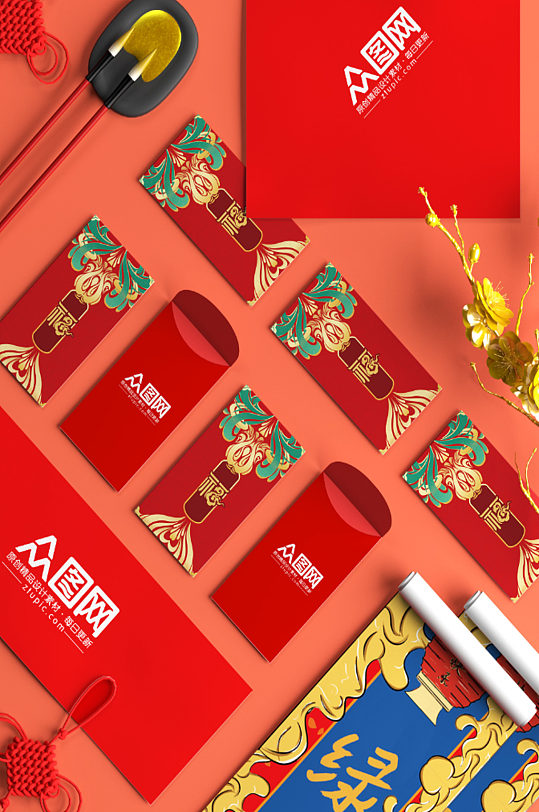 新年新春紅包包裝設(shè)計(jì)樣機(jī)春節(jié)物料 中式禮品