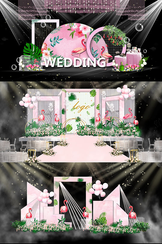 火烈鸟简约婚礼美陈-众图网