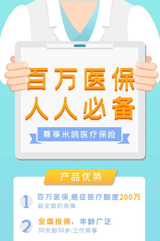 百万医保医疗保险医保介绍H5长图