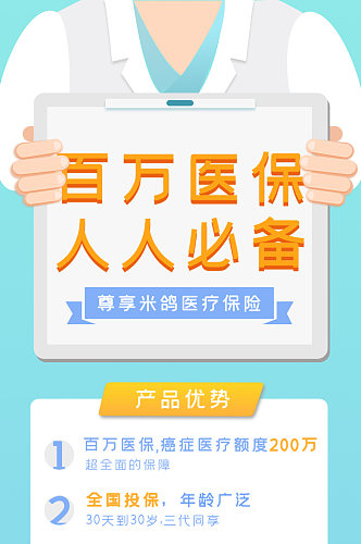 百万医保医疗保险医保介绍H5长图