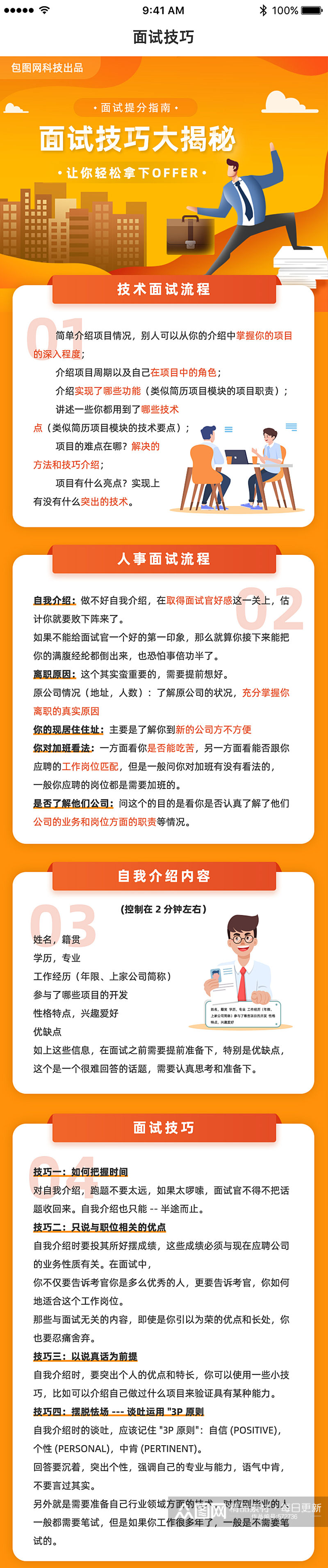 面试技巧大揭秘H5长图素材