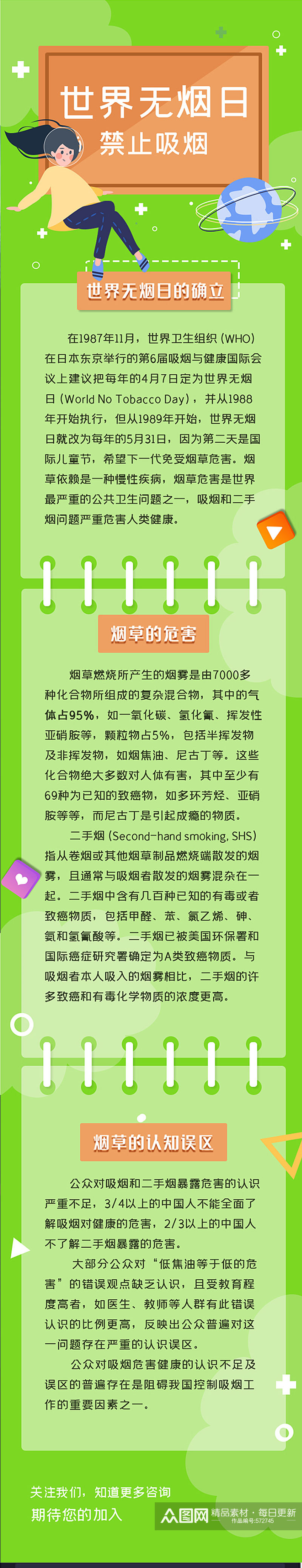 世界无烟日宣传H5长图素材