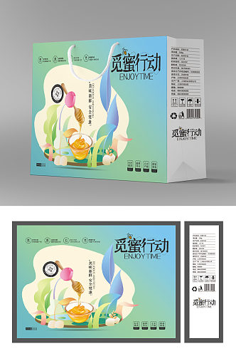 现代小清新创意蜂蜜产品包装设计手提袋包装素材