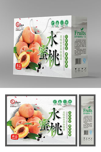 农产品水蜜桃水果手提袋包装手提袋包装礼盒包装