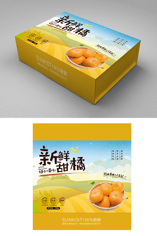 农产品新鲜柑橘水果包装盒礼盒设计手提袋包装