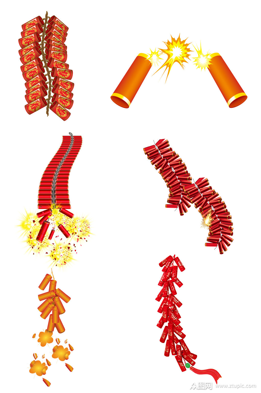 燃放的鞭炮春节习俗免扣元素