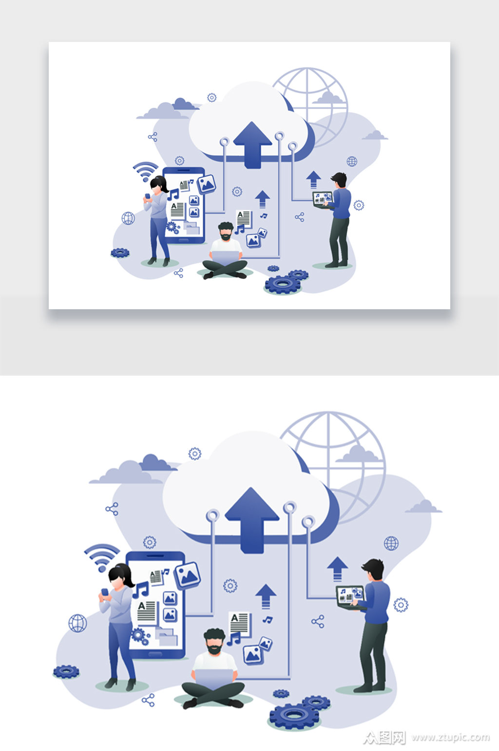 网络聊天交流创意插画素材