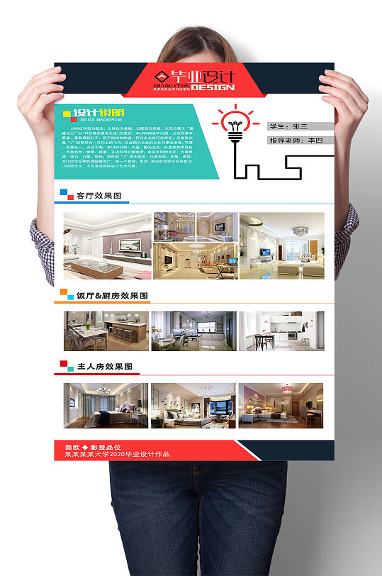 时尚家居装修设计作品展板