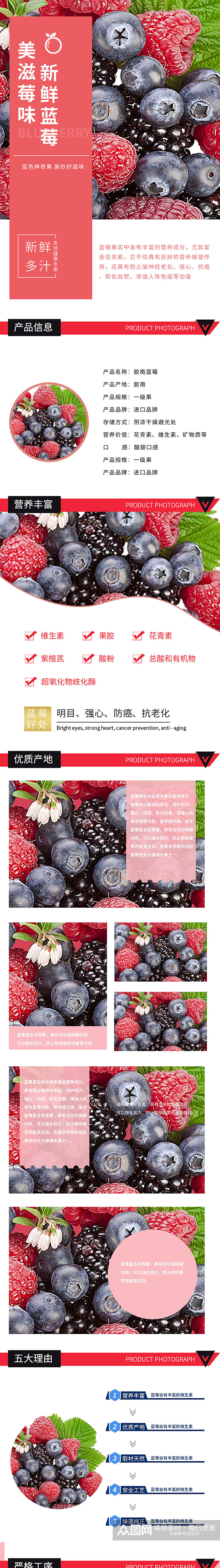 新鲜蓝莓水果淘宝首页详情页套装素材