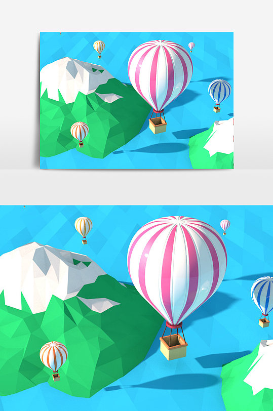 热气球立体风景电商场景-众图网