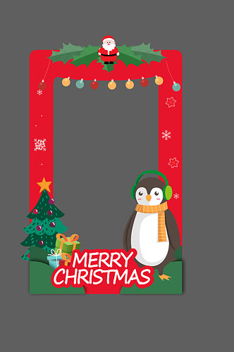 圣诞节可爱企鹅照像框圣诞节美陈拍照框