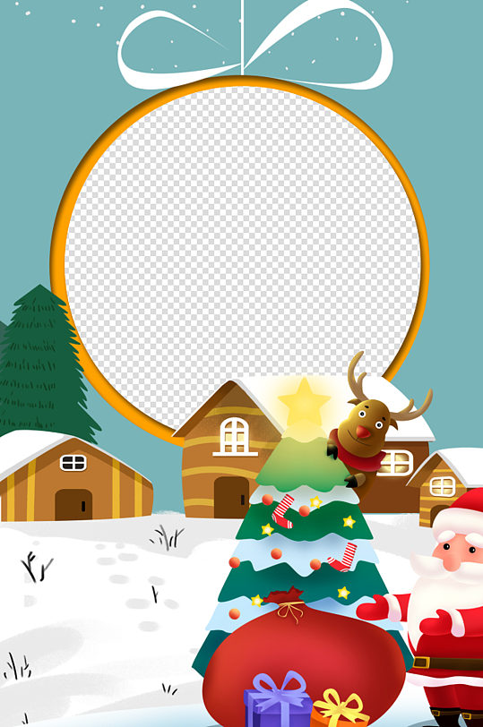 圣诞节冬季创意圆形照像框圣诞节美陈拍照框