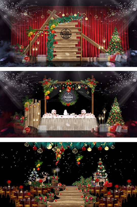 圣诞节餐厅舞台美陈设计