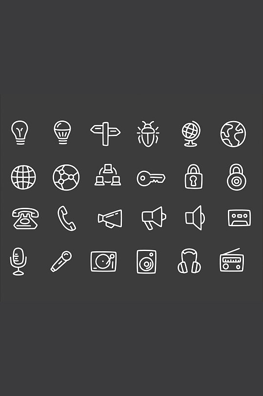 喇叭音乐线型图标设计-众图网