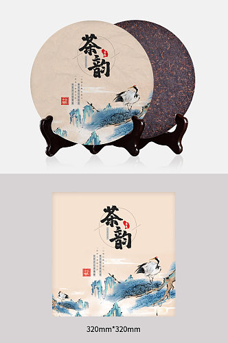 茶韵茶叶仙鹤茶饼包装设计