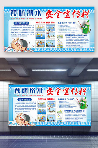 夏季健康教育 预防溺水安全宣传展板