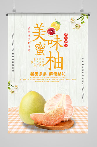 美味蜜柚水果宣传 柚子海报