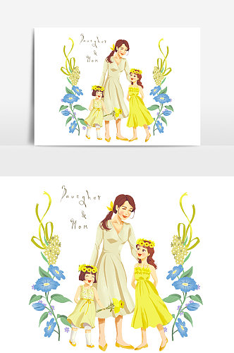 鲜花仙子母亲节手绘插画