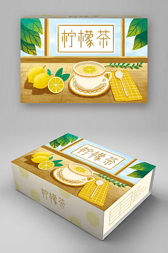 柠檬茶插画风礼盒产品包装