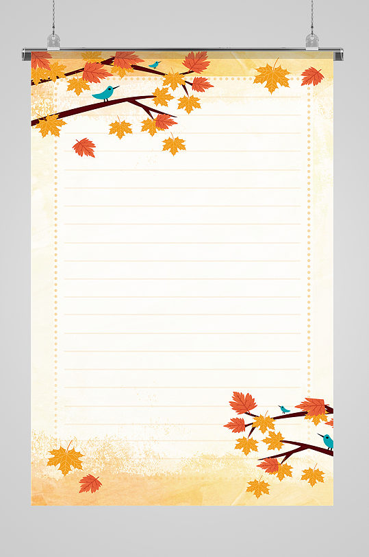 简约枫树树叶信纸免扣背景