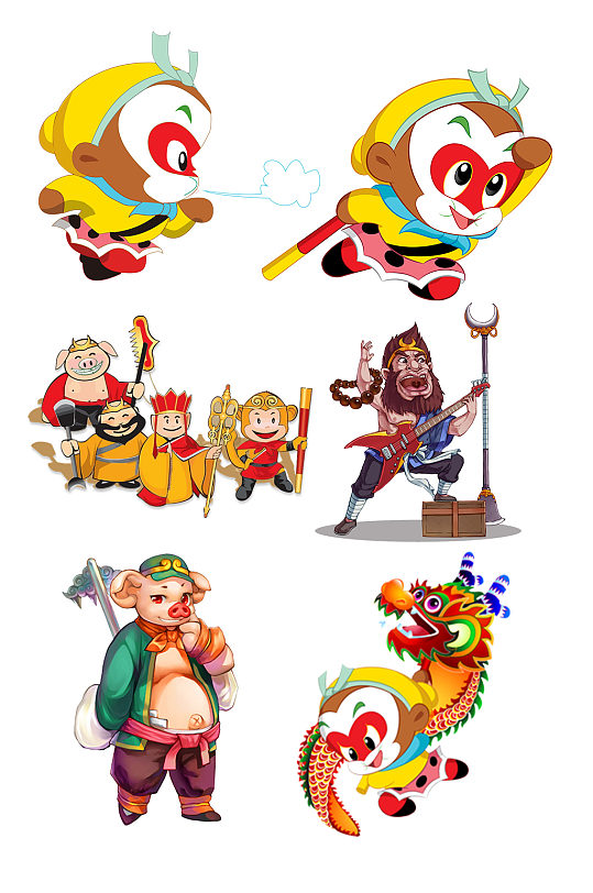 卡通插画宣传海报立即下载创意卡通西游记q版悟空免扣元素立即下载