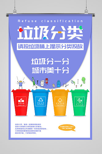 垃圾分类垃圾桶示例宣传海报
