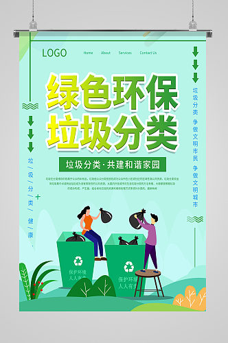 绿色环保垃圾分类社区宣传海报