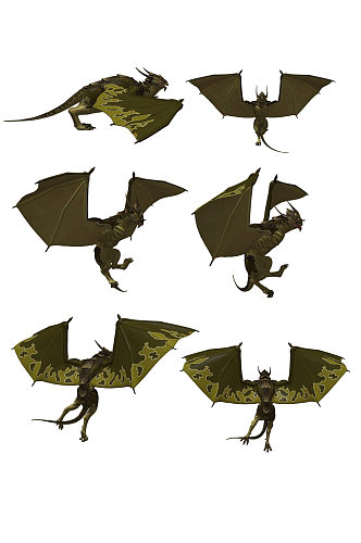 蝙蝠翅膀小龙族游戏设计免扣元素