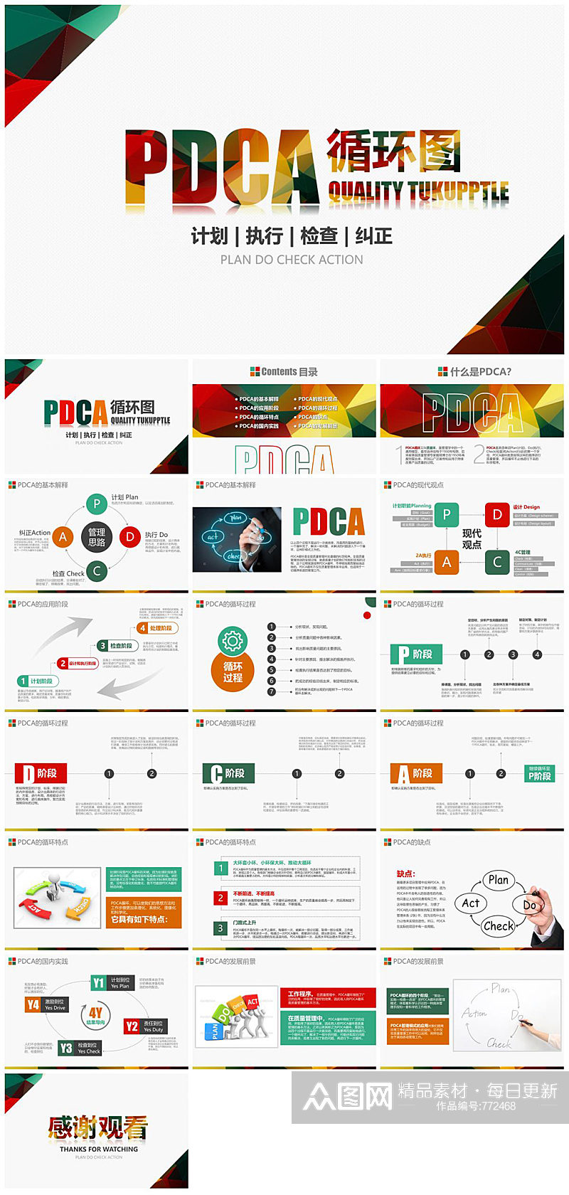 PDCA循环图时尚PPT素材