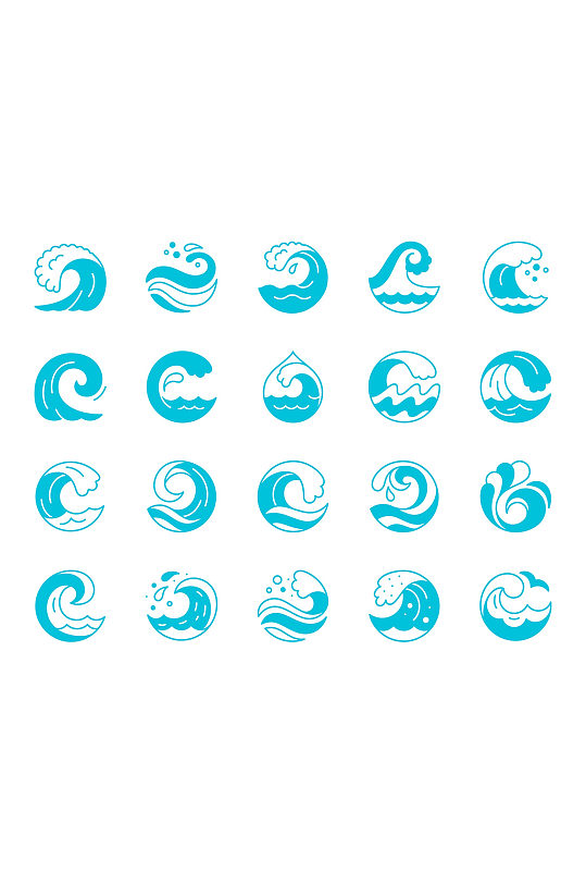小海浪矢量图图标免扣元素