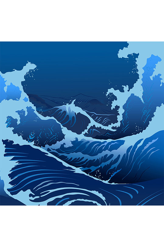 日式海浪圆形免扣元素