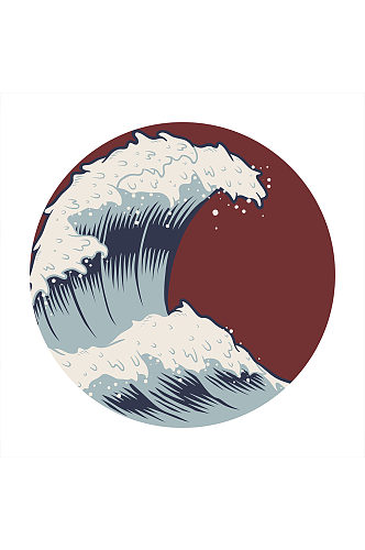 日式海浪圆形免扣元素